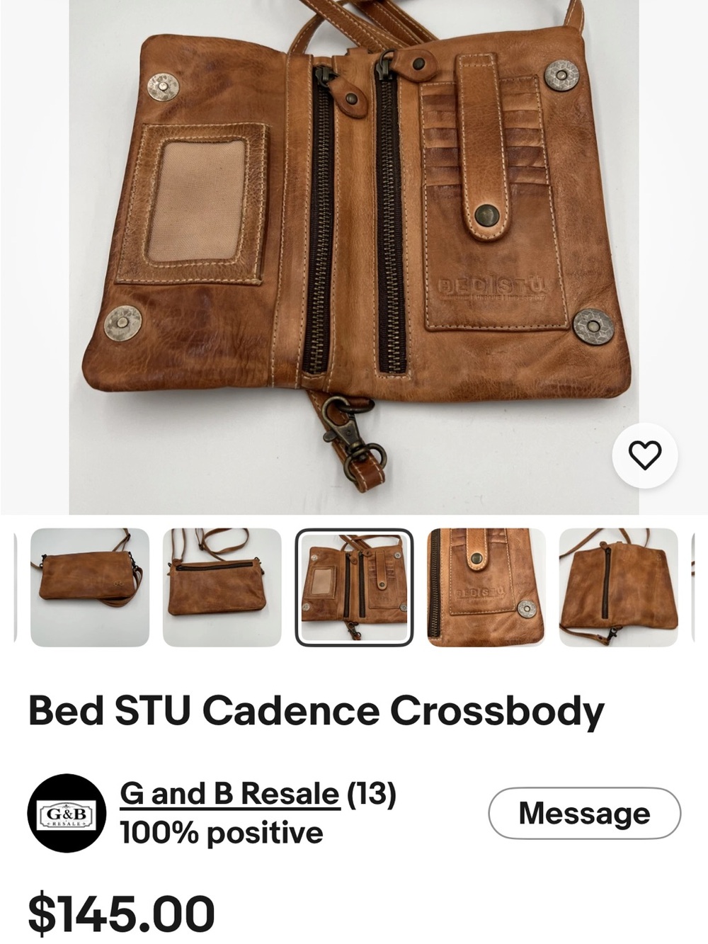 Bed Stu Cadence Tan Softest Leather Crossbody Wallet Clutch Vintage magnetic